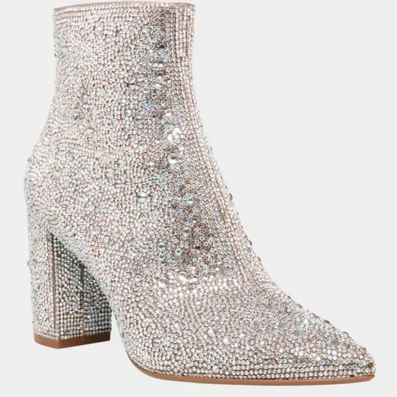 Betsey Johnson silver sparkle block heel booties - Picture 5 of 5